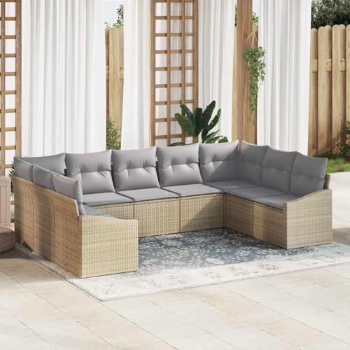 Aiious Garten Essgruppe mit Kissen 9 pcs Beige und Hellgrau von Aiious