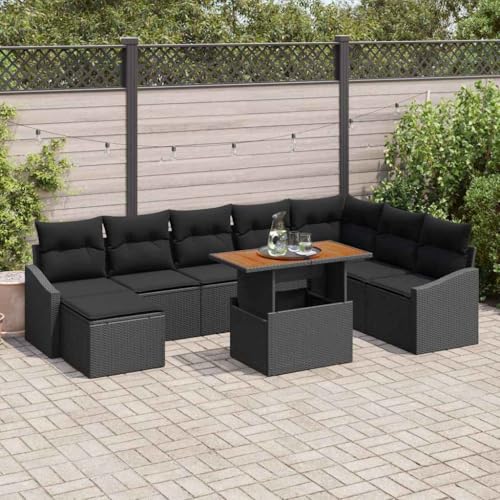 Aiious Garten Essgruppe mit Kissen 9 pcs Schwarz und Braun von Aiious