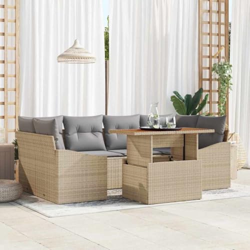 Aiious Garten Essgruppe mit Kissen Beige und Grau 100 x 55 x 73 cm Aiious Garten Essgruppe mit Kissen Beige und Grau 100 x 55 x 73 cm von Aiious