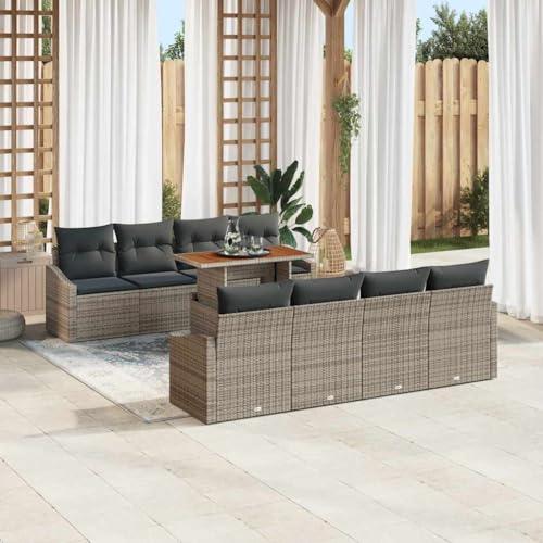 Aiious Garten Essgruppe mit Kissen Grau und Braun 100 x 55 x 73 cm von Aiious