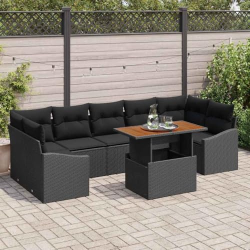 Aiious Garten Essgruppe mit Kissen Schwarz und Braun 100 x 55 x 73 cm von Aiious
