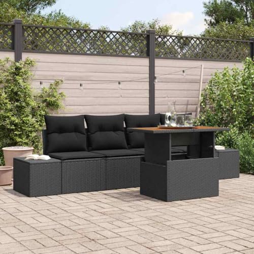 Aiious Garten Essgruppe mit Kissen Schwarz und Braun 100 x 55 x 73 cm von Aiious