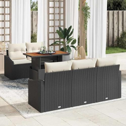 Aiious Garten Essgruppe mit Kissen Schwarz und Creme 100 x 55 x 73 cm von Aiious