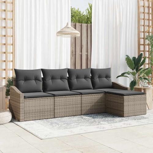 Aiious Garten Essgruppe mit Kissen mit Speicher 5 pcs Grau von Aiious