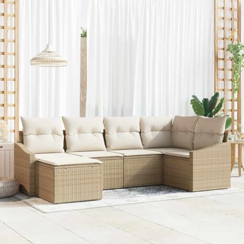 Aiious Garten Essgruppe mit Kissen mit Speicher 6 pcs Beige und Creme Aiious Garten Essgruppe mit Kissen mit Speicher 6 pcs Beige und Creme von Aiious