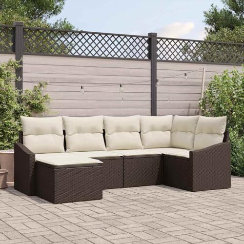 Aiious Garten Essgruppe mit Kissen mit Speicher 6 pcs Braun und Creme von Aiious