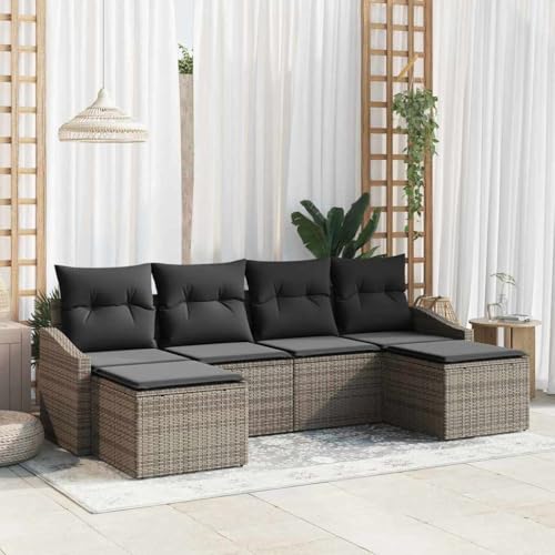Aiious Garten Essgruppe mit Kissen mit Speicher 6 pcs Grau Aiious Garten Essgruppe mit Kissen mit Speicher 6 pcs Grau von Aiious