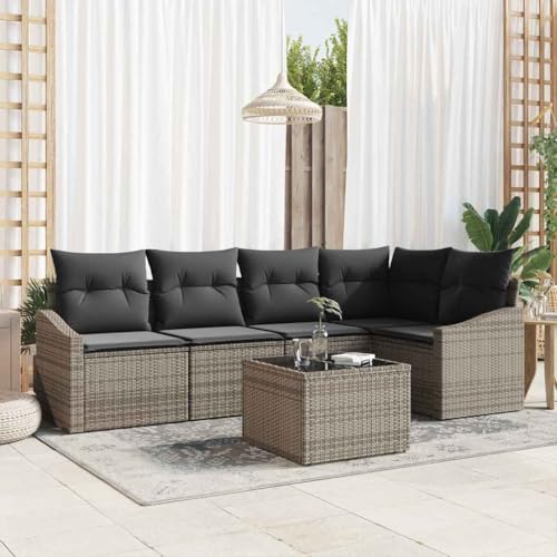 Aiious Garten Essgruppe mit Kissen mit Speicher 6 pcs Hellgrau von Aiious