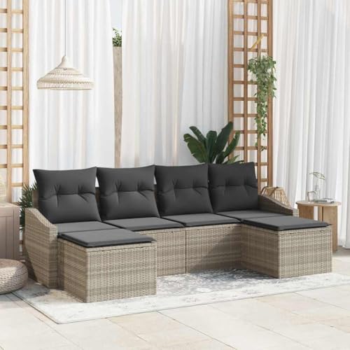 Aiious Garten Essgruppe mit Kissen mit Speicher 6 pcs Hellgrau Aiious Garten Essgruppe mit Kissen mit Speicher 6 pcs Hellgrau von Aiious