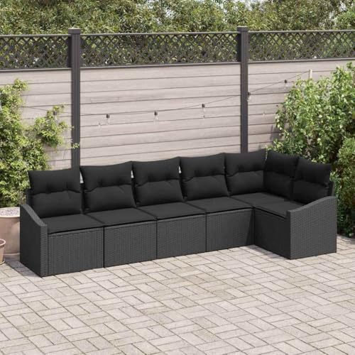 Aiious Garten Essgruppe mit Kissen mit Speicher 6 pcs Schwarz von Aiious