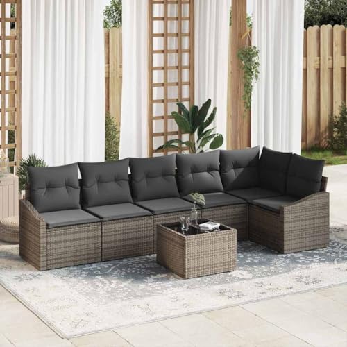 Aiious Garten Essgruppe mit Kissen mit Speicher 7 pcs Hellgrau Aiious Garten Essgruppe mit Kissen mit Speicher 7 pcs Hellgrau von Aiious