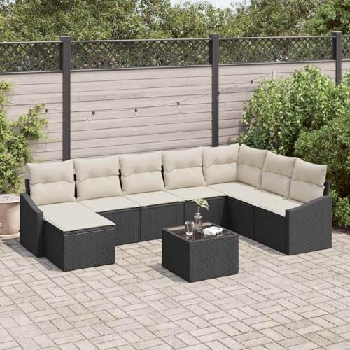 Aiious Garten Essgruppe mit Kissen mit Speicher 9 pcs Braun und Creme von Aiious