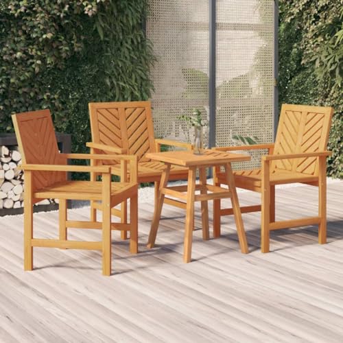 Aiious Garten-Essstühle 3 STK. Massivholz Akazie von Aiious