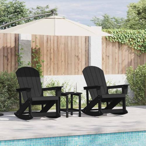 Aiious Wetterfeste Lounge Sitzgruppe 3 STK Schwarz Polyethylen Wippsessel f¨¹r Outdoorbereiche von Aiious