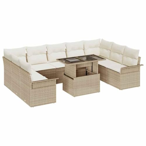 Aiious Garten-Sofa-Set 10 pcs Beige 100 x 55 x 73 cm Poly Rattan von Aiious