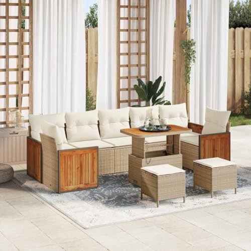 Aiious Garten-Sofa-Set 10 pcs Beige 90 x 55 x 71 cm Poly-Rattan Aiious Garten-Sofa-Set 10 pcs Beige 90 x 55 x 71 cm Poly-Rattan von Aiious