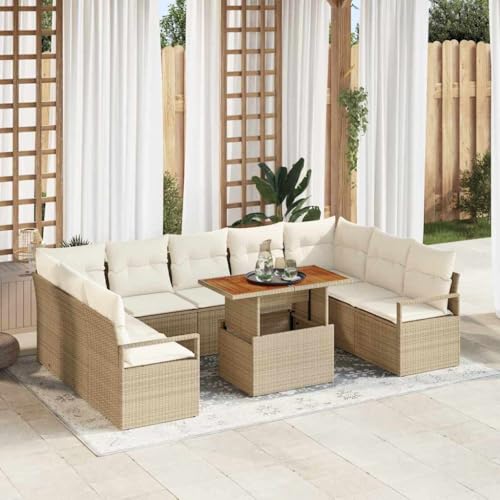 Aiious Garten-Sofa-Set 10 pcs Beige und Creme 100 x 55 x 73 cm von Aiious