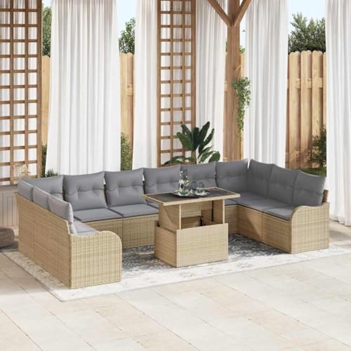 Aiious Garten-Sofa-Set 11 pcs Beige 100 x 55 x 73 cm Poly Rattan Aiious Garten-Sofa-Set 11 pcs Beige 100 x 55 x 73 cm Poly Rattan von Aiious