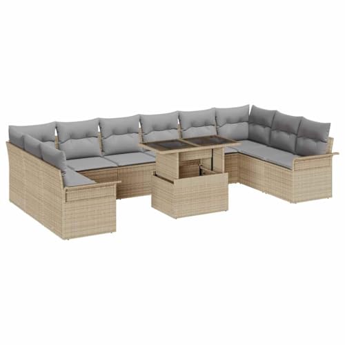 Aiious Garten-Sofa-Set 11 pcs Beige 100 x 55 x 73 cm Poly Rattan Aiious Garten-Sofa-Set 11 pcs Beige 100 x 55 x 73 cm Poly Rattan von Aiious