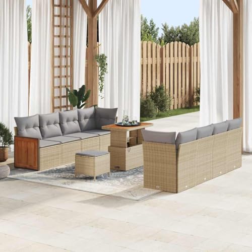 Aiious Garten-Sofa-Set 11 pcs Beige 90 x 55 x 71 cm Poly-Rattan Aiious Garten-Sofa-Set 11 pcs Beige 90 x 55 x 71 cm Poly-Rattan von Aiious