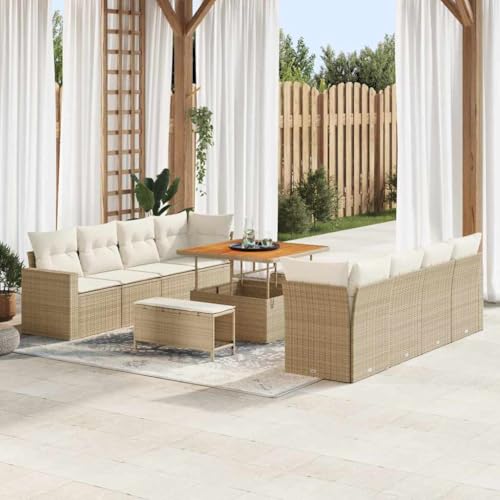 Aiious Garten-Sofa-Set 11 pcs Beige und Creme 100 x 100 x 71 cm von Aiious