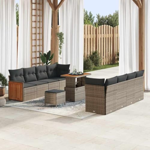 Aiious Garten-Sofa-Set 11 pcs Grau 90 x 55 x 71 cm Poly-Rattan von Aiious