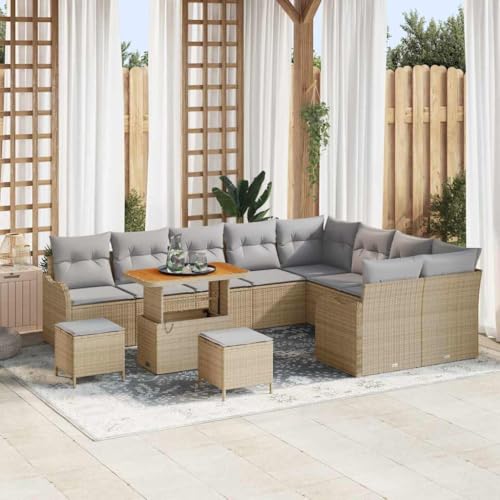 Aiious Garten-Sofa-Set 12 pcs Beige und Hellgrau 90 x 55 x 71 cm von Aiious