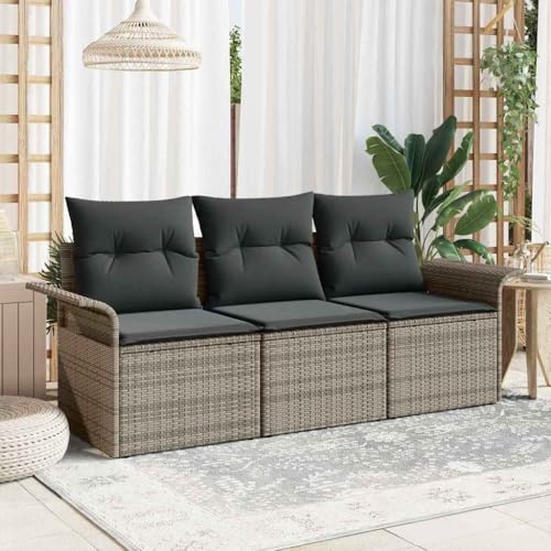 Aiious Garten-Sofa-Set 3 pcs Grau 196 x 62 x 85cm Poly-Rattan Aiious Garten-Sofa-Set 3 pcs Grau 196 x 62 x 85cm Poly-Rattan von Aiious