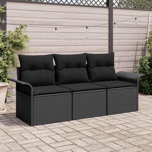 Aiious Garten-Sofa-Set 3 pcs Schwarz 196 x 62 x 85cm Poly-Rattan Aiious Garten-Sofa-Set 3 pcs Schwarz 196 x 62 x 85cm Poly-Rattan von Aiious