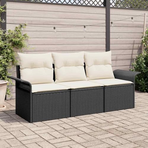 Aiious Garten-Sofa-Set 3 pcs Schwarz 196 x 62 x 85cm Poly-Rattan Aiious Garten-Sofa-Set 3 pcs Schwarz 196 x 62 x 85cm Poly-Rattan von Aiious