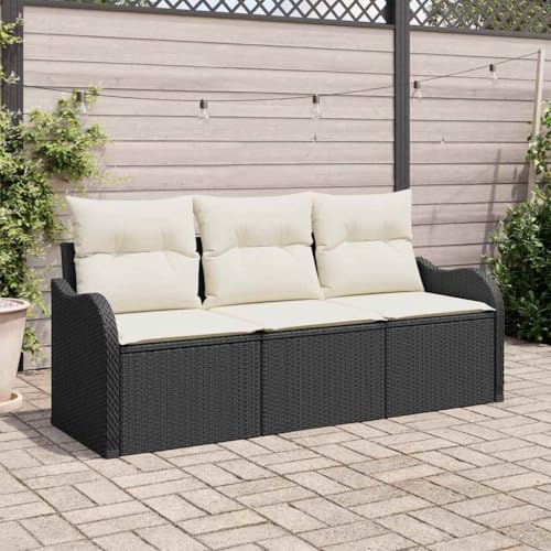 Aiious Poly Rattan Garten Sofa Set 3 St¨¹ck mit Sitzkissen Schwarzes Outdoor Sofa Modular Flexibel f¨¹r Terrasse & Garten Aiious Poly Rattan Garten Sofa Set 3 St¨¹ck mit Sitzkissen Schwarzes Outdoor Sofa Modular Flexibel f¨¹r Terrasse & Garten von Aiious