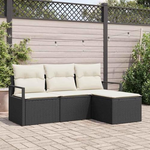 Aiious Poly Rattan Gartensofa Set 4 Stuecke Schwarz Fuer Aussenbereich Aiious Poly Rattan Gartensofa Set 4 Stuecke Schwarz Fuer Aussenbereich von Aiious