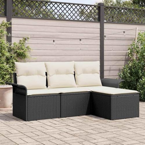 Aiious Garten-Sofa-Set 4 pcs Schwarz 55 x 55 x 37 cm Poly-Rattan Aiious Garten-Sofa-Set 4 pcs Schwarz 55 x 55 x 37 cm Poly-Rattan von Aiious