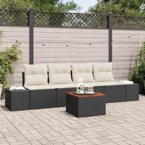 Aiious Gartensofa 5-teilig mit Kissen Schwarz UV-best?ndig Wetterfeste Sitzgruppe f¨¹r Terrasse Aiious Gartensofa 5-teilig mit Kissen Schwarz UV-best?ndig Wetterfeste Sitzgruppe f¨¹r Terrasse von Aiious