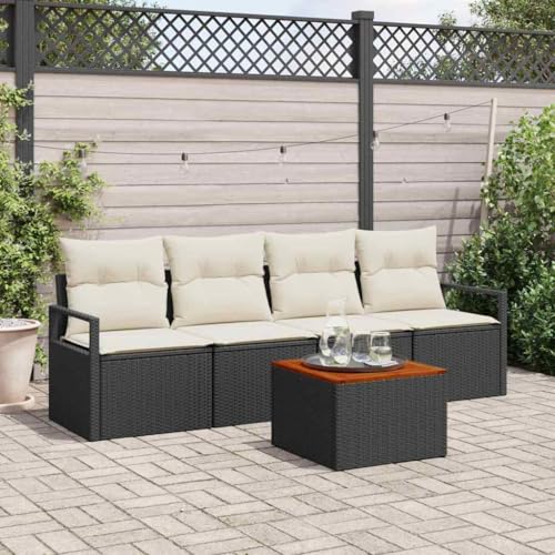 Aiious Sitzgruppe 5 St¨¹ck Schwarz Poly Rattan mit Auflagen und Tisch Aiious Sitzgruppe 5 St¨¹ck Schwarz Poly Rattan mit Auflagen und Tisch von Aiious