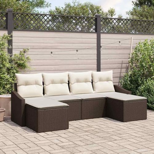 Aiious Polyrattan Gartensofa Set 6 Sitzer Mit Flexibler Anordnung F¨¹r Terrasse Und Garten In Braun von Aiious