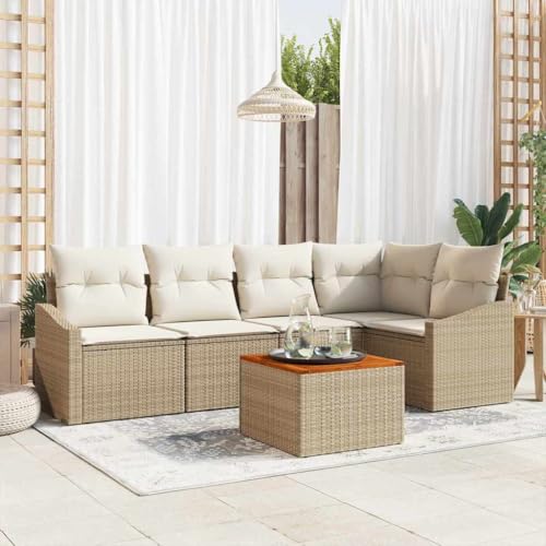 Robustes Gartensofa Set aus Poly Rattan mit 6 Teilen und Kissen Robustes Gartensofa Set aus Poly Rattan mit 6 Teilen und Kissen von Aiious