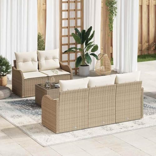 Aiious Poly Rattan Gartensofa 6 Personen Beige Wetterfest Modular Komplettset Aiious Poly Rattan Gartensofa 6 Personen Beige Wetterfest Modular Komplettset von Aiious