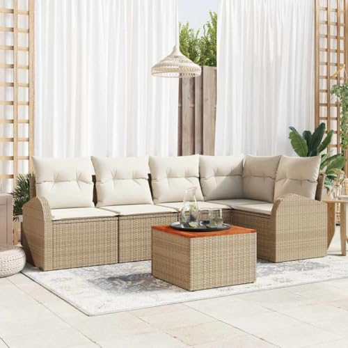 Aiious 6tlg Gartensofa Set Beige Mit Stauraum Fur Terrasse Und Garten von Aiious