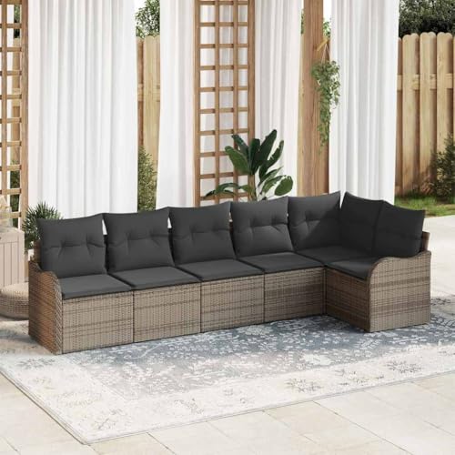 Aiious Witterungsbestaendiges Rattan Gartensofa 6 Sitzer mit Polster Grau Modular Flexibel Aiious Witterungsbestaendiges Rattan Gartensofa 6 Sitzer mit Polster Grau Modular Flexibel von Aiious