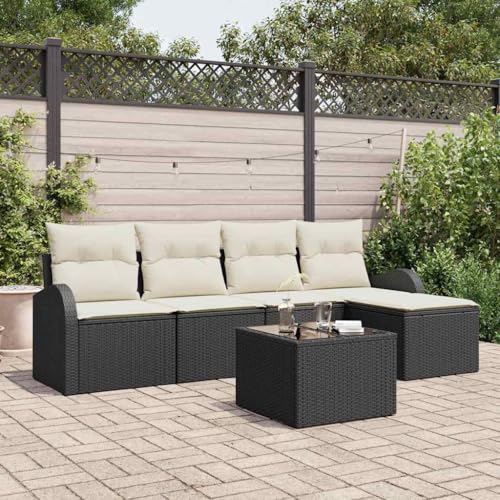 Aiious Wetterfeste Sitzgruppe 6 Sitzer Schwarz Poly Rattan mit Kissen f¨¹r Garten Aiious Wetterfeste Sitzgruppe 6 Sitzer Schwarz Poly Rattan mit Kissen f¨¹r Garten von Aiious