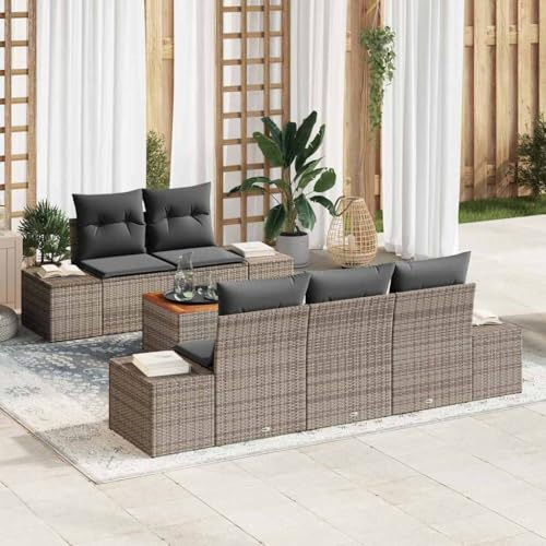 Aiious 6er Set Gartensofa Grau mit Kissen aus Wetterfestem Poly Rattan Aiious 6er Set Gartensofa Grau mit Kissen aus Wetterfestem Poly Rattan von Aiious