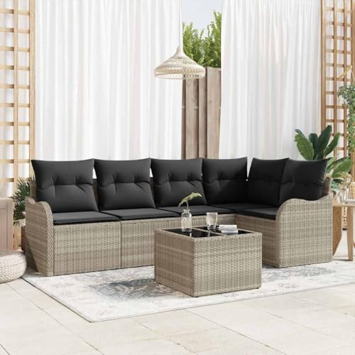 Robustes Aussensofa Set mit Armlehnen und Rueckenlehne aus Poly Rattan inkl. Polster in Grau Robustes Aussensofa Set mit Armlehnen und Rueckenlehne aus Poly Rattan inkl. Polster in Grau von Aiious