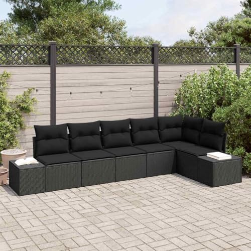 Aiious Wetterfestes Gartensofa Set 6 Sitzer in Schwarz mit Verstellbaren F¨¹?en von Aiious