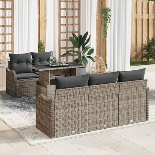Aiious Garten-Sofa-Set 6 pcs Grau 100 x 55 x 73 cm Poly Rattan von Aiious