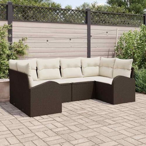 Aiious Poly Rattan Gartensofa Set 6 Sitzteile Flexibel Einsetzbar Bequeme Kissen von Aiious
