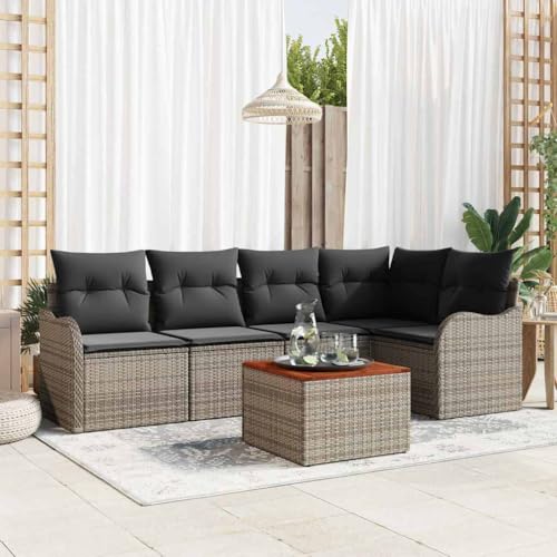 Aiious Wetterfestes Rattan Gartensofa 6 Sitzer Grau Modern Elegantes Design Aiious Wetterfestes Rattan Gartensofa 6 Sitzer Grau Modern Elegantes Design von Aiious