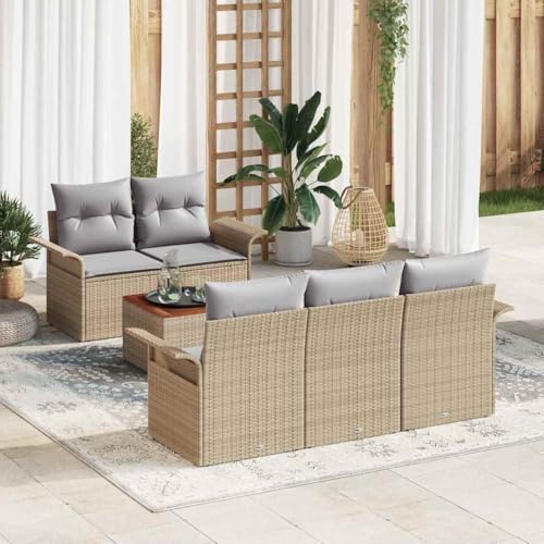 Aiious Modulares Gartensofa Set Beige 6 Sitzpl?TZE Poly Rattan Komfortabel Aiious Modulares Gartensofa Set Beige 6 Sitzpl?TZE Poly Rattan Komfortabel von Aiious
