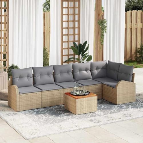 Aiious Modulares Poly Rattan Gartensofa Set 7 TLG Beige Robust Fuer Terrasse Und Garten Aiious Modulares Poly Rattan Gartensofa Set 7 TLG Beige Robust Fuer Terrasse Und Garten von Aiious