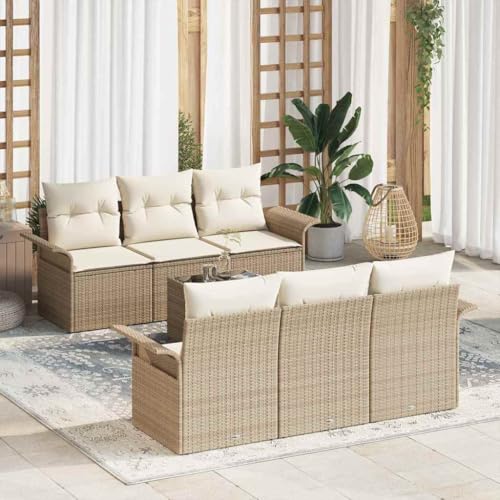 Aiious Modulares Gartensofa Set In Beige Aus Wetterfestem Poly Rattan 7 Teile Aiious Modulares Gartensofa Set In Beige Aus Wetterfestem Poly Rattan 7 Teile von Aiious
